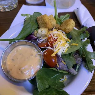 Salad that comes with the steak and lobster special