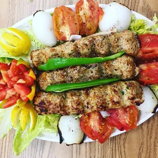 Lulu&apos;s International Market now serves hot, fresh food. Pictured here is their delicious chicken kabob.