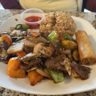 2. Szechuan Beef Combination Plate