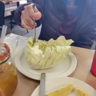 Taco salad with cabbage instead of tortilla shell Per request.