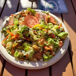 The salad was really good. I ordered the large chicken salad. Tasty and chicken was well done.