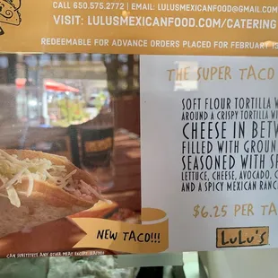 Super taco menu