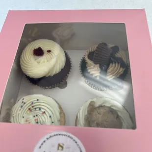 Starting w top left: white chocolate raspberry, PB cup, cookie dough, fun-fetti