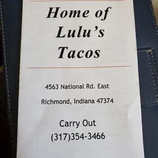 Carry out menu