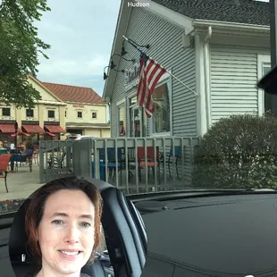 a woman in a car