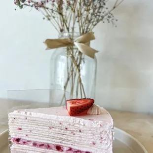 Strawberry Millie Crepe Cake Slice $14