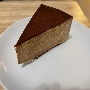 Slice of Tiramisu Crepe Cake