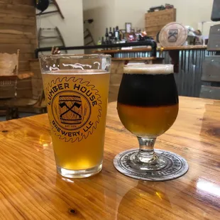 Stout and Timber Ale for an amazing Black and Tan but don&apos;t forget to try the &quot;hazy IPA&quot; - Sawdust !