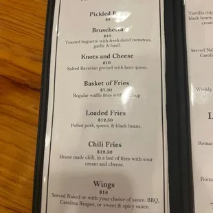 menu