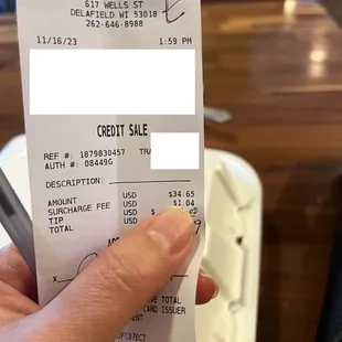 undisclosed surcharge fee