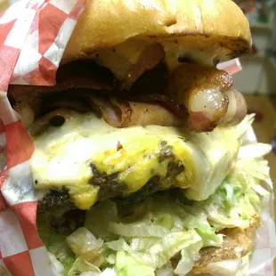 Everything scrumptious between two buns. Marquam with bacon.