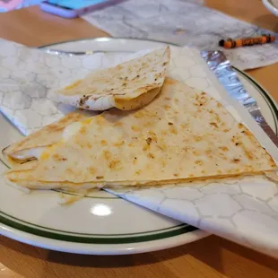two quesadillas on a plate