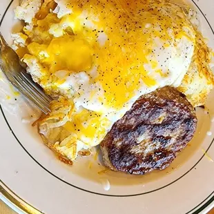 Lumberjack mess. Over easy eggs. Delicious! Could only eat half, but definitely  #yumyum