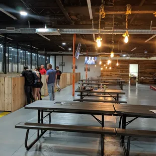 The tables they provide behind the lane to relax