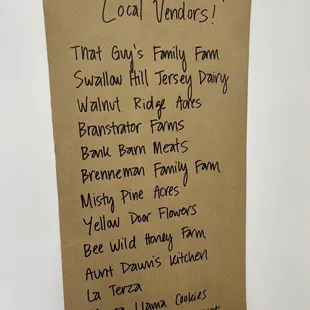 we appreciate our local vendors