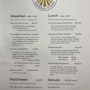 breakfast menu