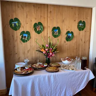 a table with food on it