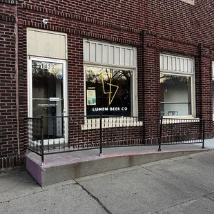 the outside of a brick building