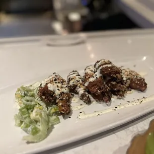 Everything bagel wings with celery blue cheese garnish!