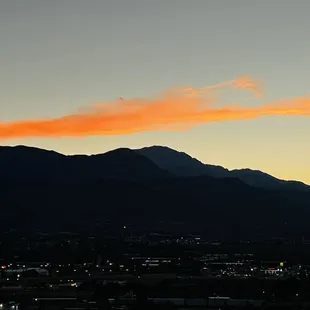 Beautiful sunset behind the mountain.