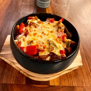 Casserole

Tenderloin
Mushroom
Pepper
Onion
Mozzarella