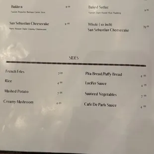 menu