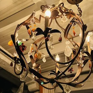 a chandelier made of glass