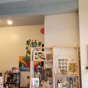 Cozy bookshelf and relaxing vibe.