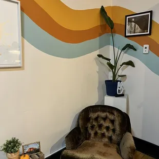 a chair and a coffee table