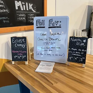 menus on the counter