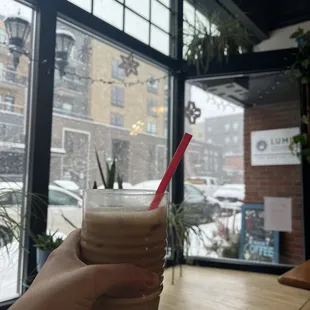 Ice vanilla oat milk latte