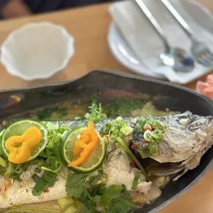 STEAMED FISH WITH LIME AND HERBS