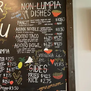 Non-Lumpia Menu