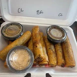 Lumpia sampler, Classic Lumpia and bacon Gouda cheeseburger lumpia