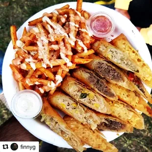 a plate of fries and a sandwich