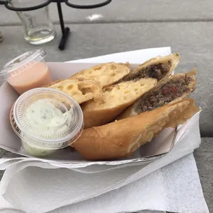 Mac and Cheese &amp; Carne Asada. Yum!