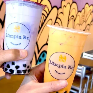 Ube Float Boba Milk Tea and Thai Float boba milk tea