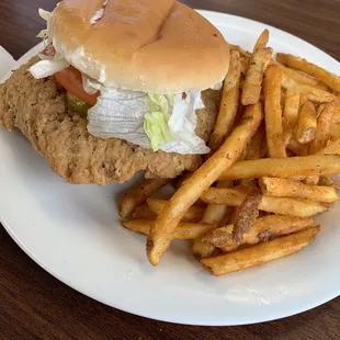 Crispy Chicken Sandwich with seasoned fries.