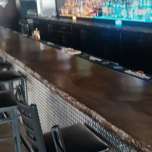 The front of the bar.