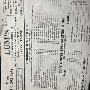 Great menu with great prices for Ty&apos;s amount of food you get!