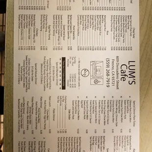 menu