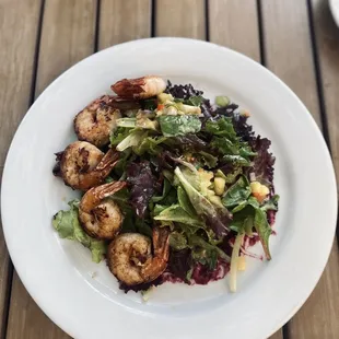 Endless summer salad with shrimp. So good! Bright and flavorful