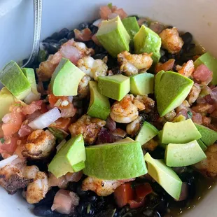 Baja bowl with shrimp.