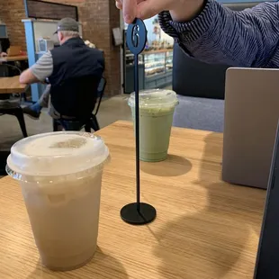 Iced chai and Iced Matcha