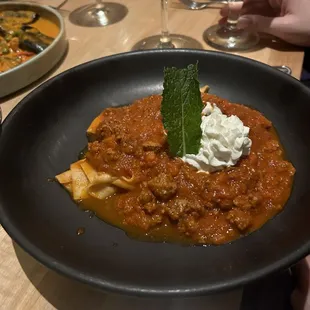 Pappardelle Bolognese with ricotta and mint