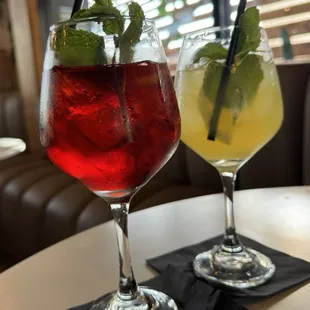 Hibiscus Agua Fresca and mango lemonade.