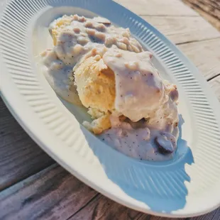 Homemade biscuits and gravy from scratch