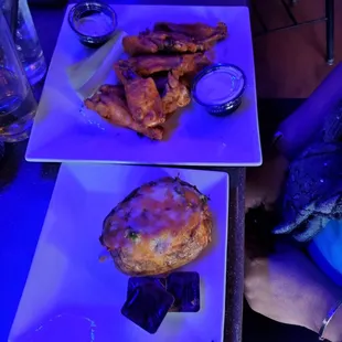 Wings and baked potato this was the only good meal n a seafood restaurant