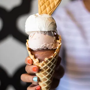 Neopolitan Cone (Chocolate, Strawberry, Vanilla)