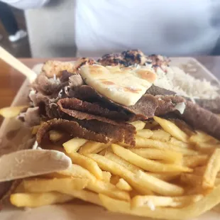 Plate with lemon chicken and gyro